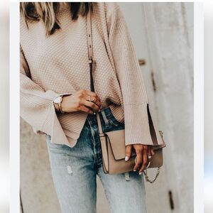 Topshop Blush Ballet Pink Split Cuff Oversized Textured Slouchy Sweater 6